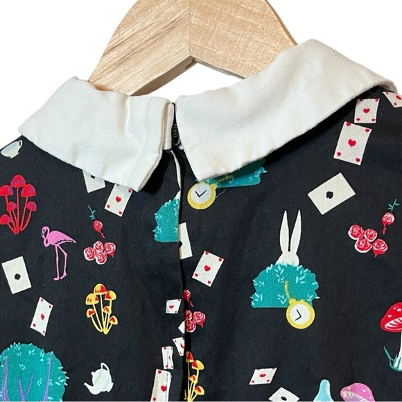 Collectif Peta in Wonderland Printed Swing Midi Dress Size US 10 - Picture 10 of 17